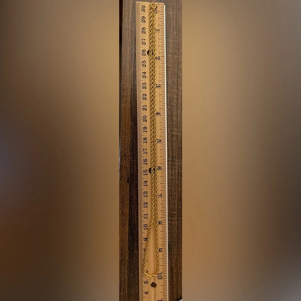 New vintage mid-century 12kt yellow gold twisted braided rope chain necklace 20” - Picture 3 of 5